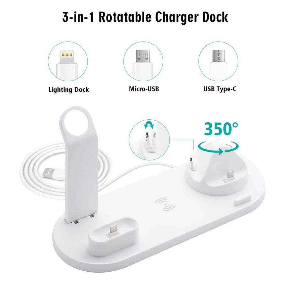 Apple All in One Charging Station | 4 in1 For iPhone Xs Apple Watch Airpods | Fast Wireless Charging | Inbuilt Charge Protection