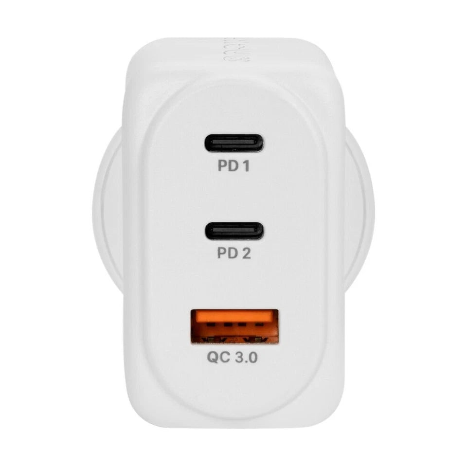 Moki AU/NZ PD GaN Wall Charger - 2 USB-C Ports & USB-A Quick-Charger 65W