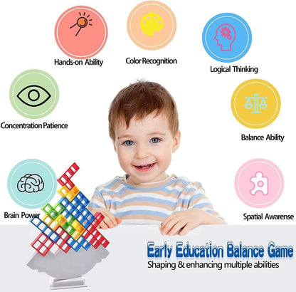 Tetra Tower | Balance Stacking Blocks Game | Team Toys | Gifts Kids Adults 96Pcs | Fantastic icebreaker conversation
