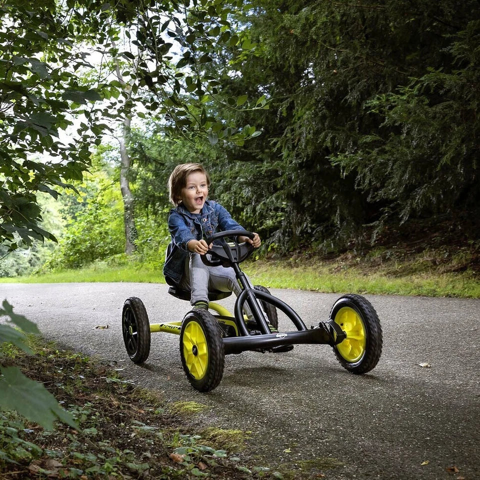 Berg Buddy Cross 2.0 Kids/Children's Pedal Go Kart | Ride On Toy Yellow/Black | Suitable for 3-8y