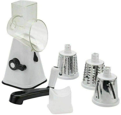 Kitchen Vegetable Food Slicer | Manual Rotary Drum Grater Chopper Slicer Fruit Cutter | Three Drum Blade | Safe Design