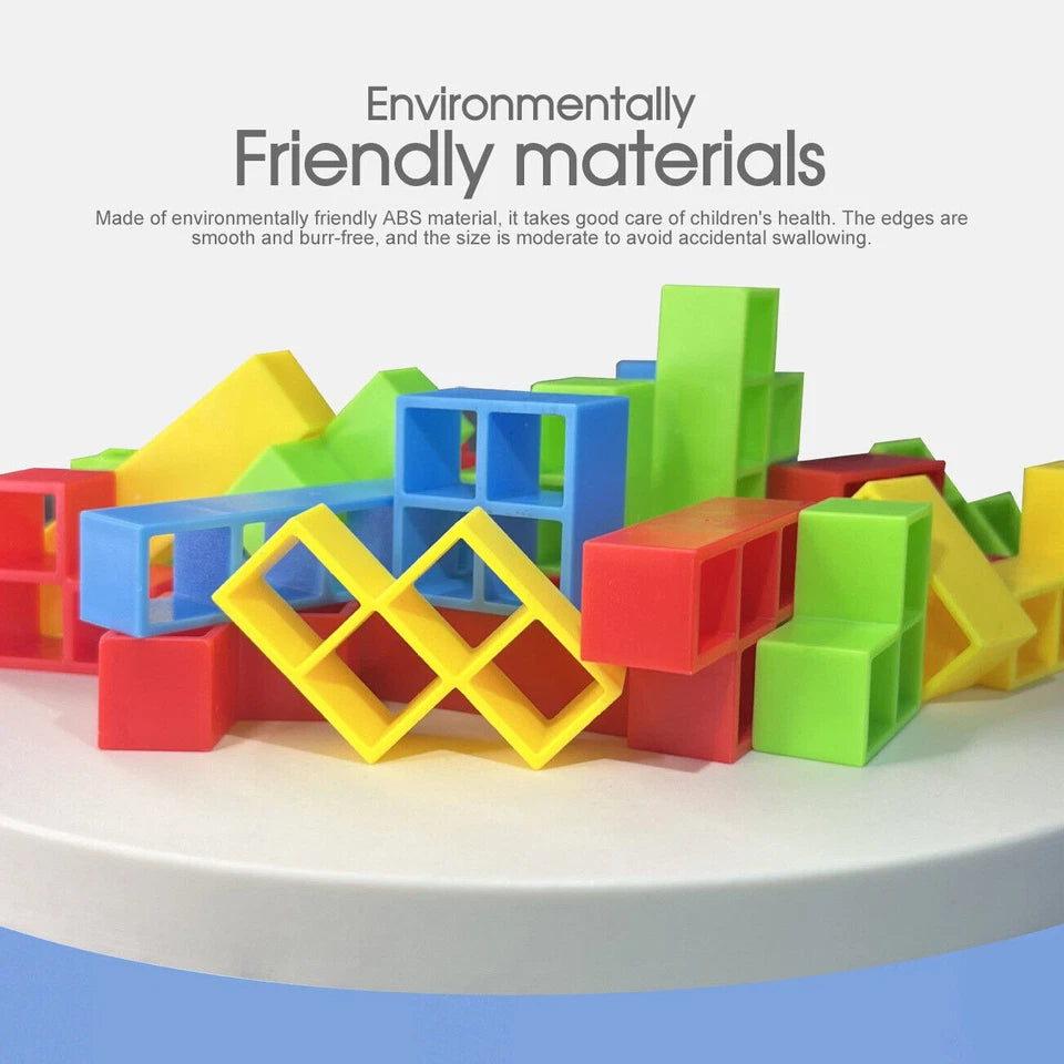 Tetra Tower Game 96Pcs | Balance Stacking Blocks Game | Team Toys | Gifts Kids Adults | Fantastic icebreaker conversation