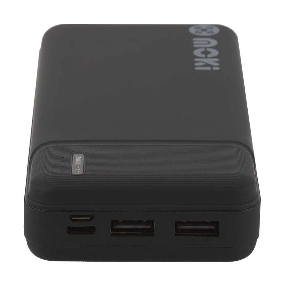Moki Portable Travel Power Bank USB-C/USB-A Compact Black 20000mAh
