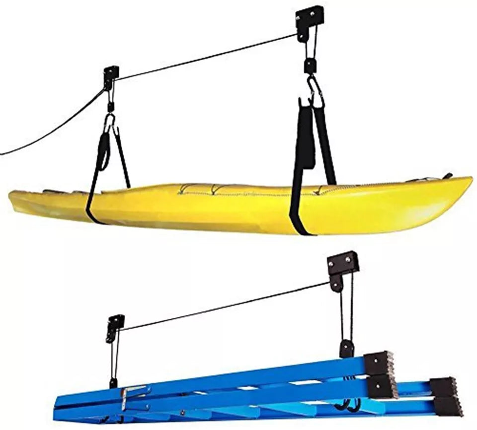 Stainless Steel Kayak/Bike Hoist | Lift Pulley System | Garage Ceiling Storage Rack | Capacity 56.7 Kg (125LBS)