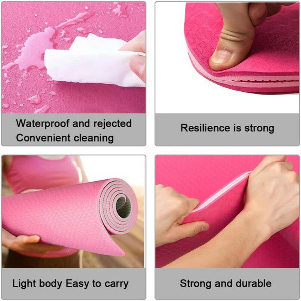TPE Yoga Mat | Exercise Fitness | Gym Pilates | Non Slip Dual Layer | Eco Friendly