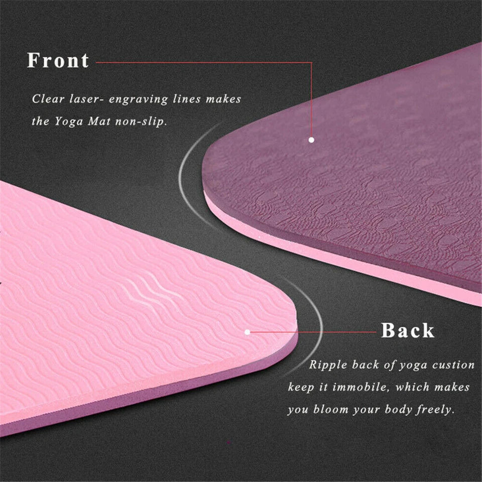TPE Yoga Mat | Exercise Fitness | Gym Pilates | Non Slip Dual Layer | Eco Friendly