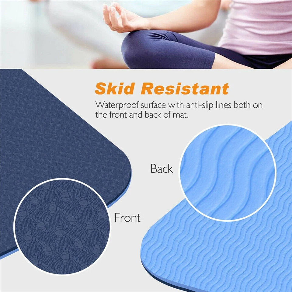 TPE Yoga Mat | Exercise Fitness | Gym Pilates | Non Slip Dual Layer | Eco Friendly