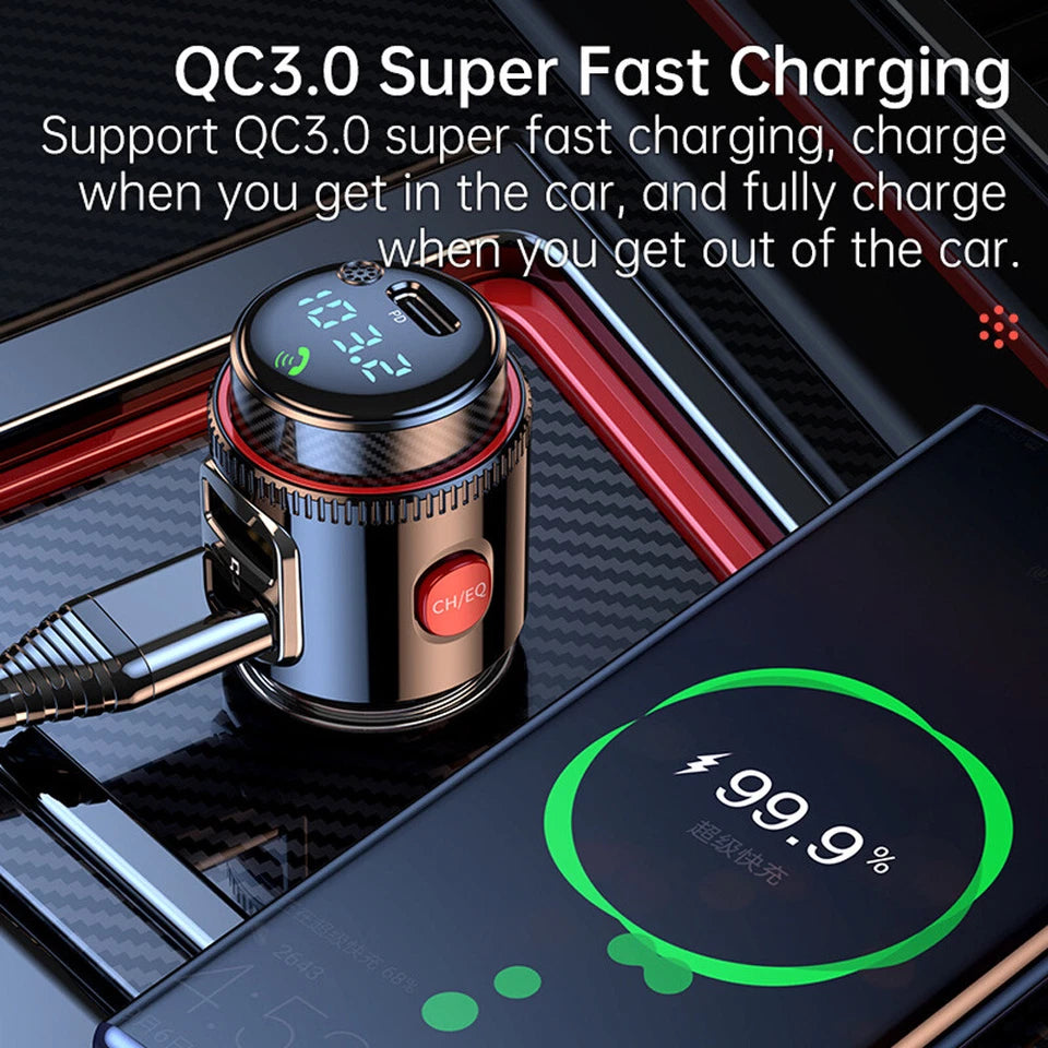 Bluetooth 5.0 Wireless Radio Car FM Transmitter PD Dual USB Charger MP3 Player