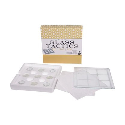 Karson Glass 9pc Tic Tac Toe | Classic Board Game Set | Stylish & Modern Frosted Glass