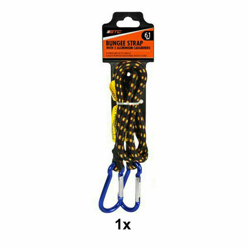 Bungee Cord Set Bungee Strap With Carabiner Hook | 61cm Length Strap Down Cord | Heavy Duty Bungee Cord