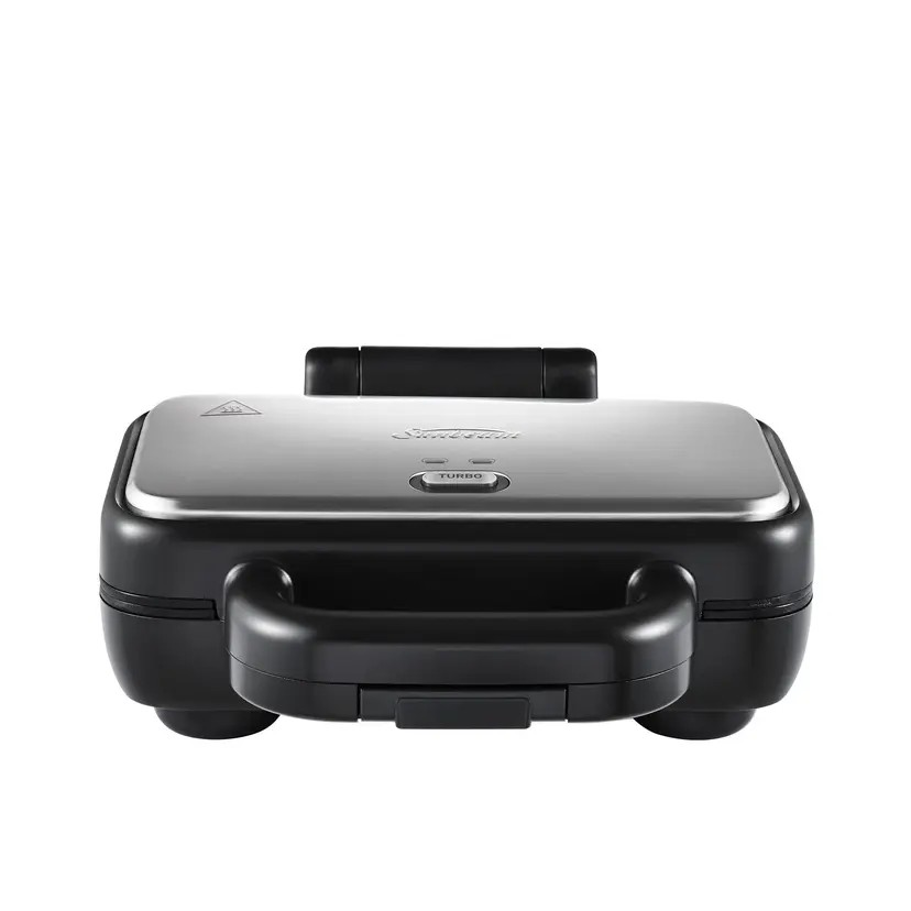 Sunbeam Turbo Crunch 2 Slice Toastie Maker | Stainless Steel | Extra Height Hinge to Hold Bread in Place | Built-in Cord Wrap | Space Saving | Duraceramic Coating