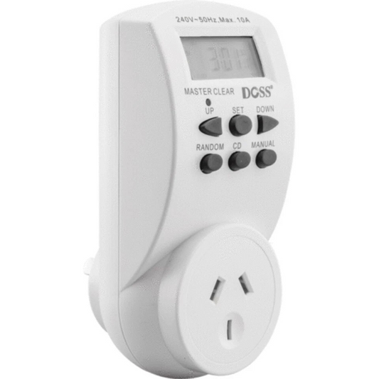 7 Day/24hrs Mains Digital Powerpoint Electrical Timer 12/24 Time 10A 2400W Max
