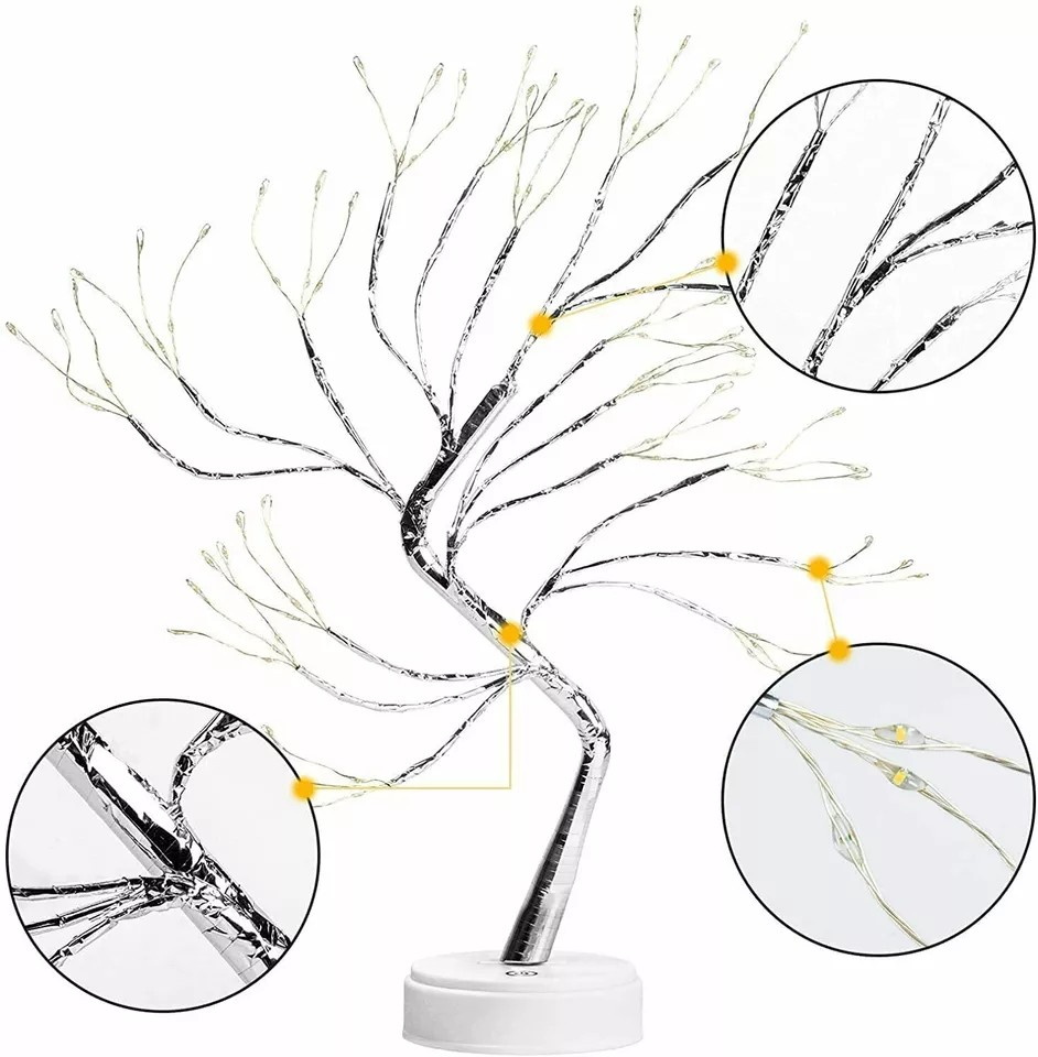 108 LED USB Tree Night Light Fairy Wire Desk Table Room Lamp Party Decor Bedside