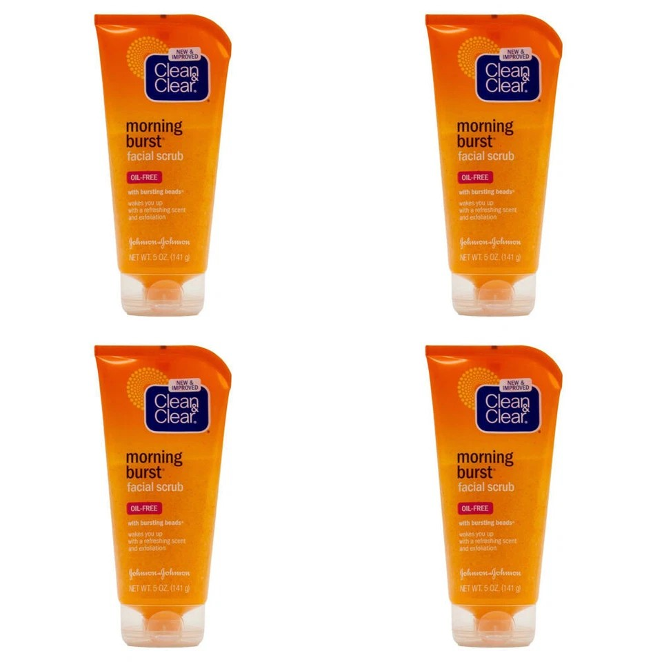 4PK Clean & Clear 141g Facial Scrub Morning Burst Oil Free Skin Care Cleanser
