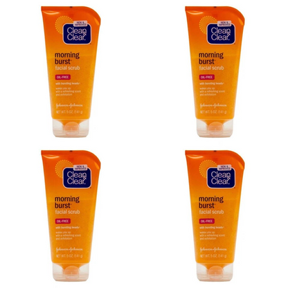 4PK Clean & Clear 141g Facial Scrub Morning Burst Oil Free Skin Care Cleanser