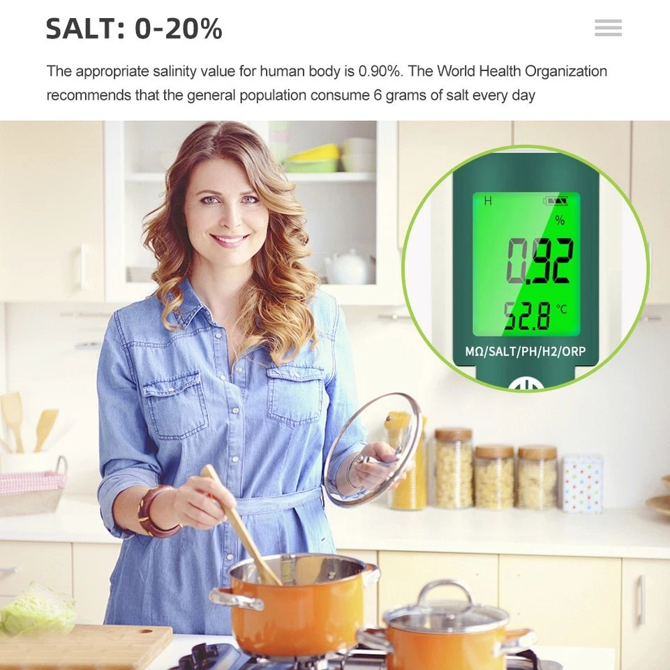 7 In 1 Digital PH Meter | TDS Meter Digital Tester Pen | Pool Water Quality Monitor | Measures PH,TDS, TEMP,EC, Salinity, SG, ORP |