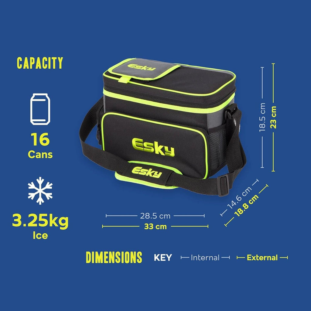 Esky 16 Can Hybrid Cooler with Ice Brick | Portable Drinks Beer Beverage Cooling Bag Hard Shell