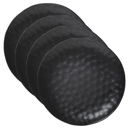 Stoneware Dinner Plate Dish| Round Tableware Black | 4x Ecology Speckle Ebony 27cm
