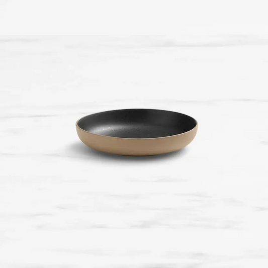 Salisbury & Co Luca Dessert Bowl | 17cm Black Glazed Interior and Natural Exterior | Handcrafted Stoneware