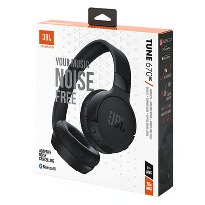 JBL Tune 670NC Adaptive Noise Cancelling Wireless On-Ear Headphones | Light and Comfortable | High Quality Sound | Quick Charge | Black