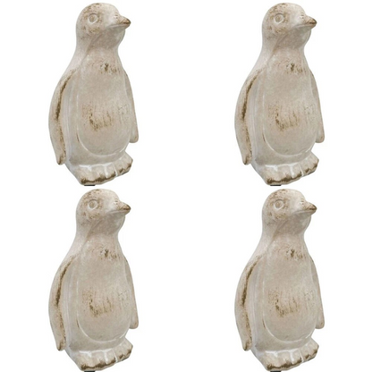 4PK Ceramic Penguin Garden Statues | Outdoor Animal Decor | 15cm Bisque | Urban Fable