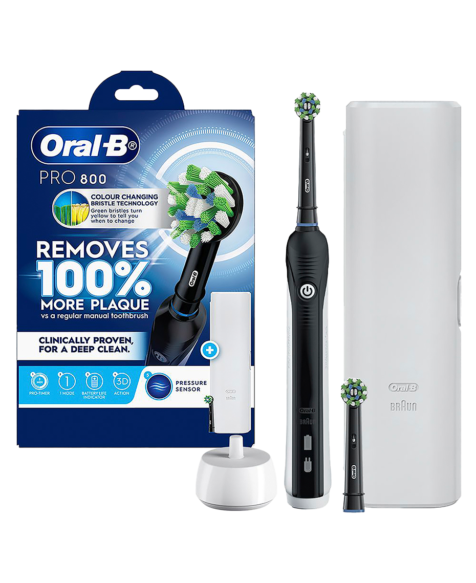 Oral-B Pro 800 Electric Toothbrush – Black | Travel Case Included | Pressure Sensor & Timer