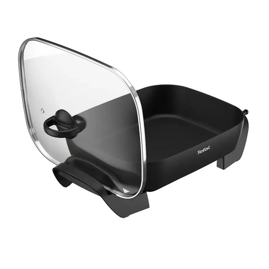 Tefal Easy KC6018 Banquet Electric Frypan 50x30cm | Large Cooker Skillet Cooking Pan w/ Glass Lid | Portable Cookware | 7L Capacity | Adjustable Temp Control | Convenient Side Lid Holder