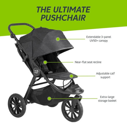 Baby Jogger City Elite 2 | Opulent Black | All Terrain Folding Travel Stroller