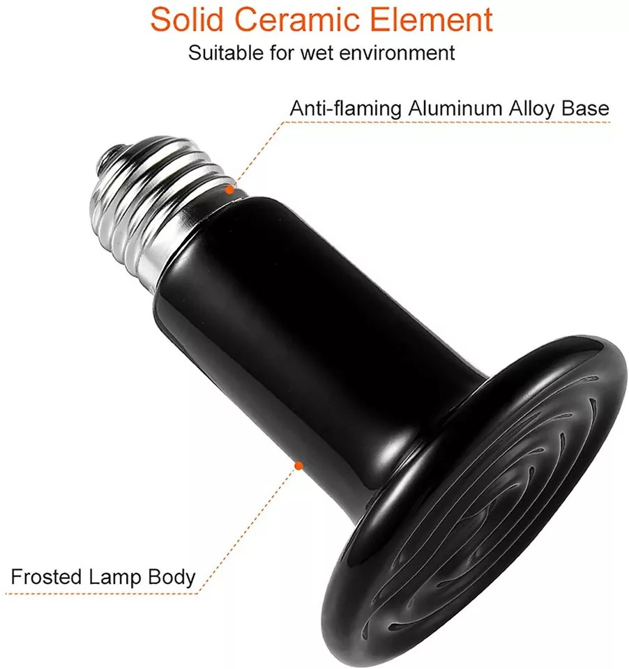 Ceramic Heat Emitter | 50W-200W - Infrared Heat Lamp | For Reptiles, Chickens & Pets | No Light Heat Bulb for Terrariums & Brooders