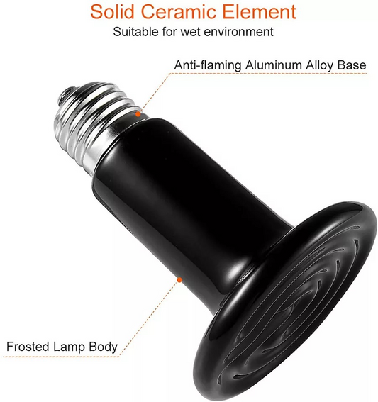 Ceramic Heat Emitter 50W-200W - Infrared Heat Lamp for Reptiles, Chickens & Pets | No Light Heat Bulb for Terrariums & Brooders