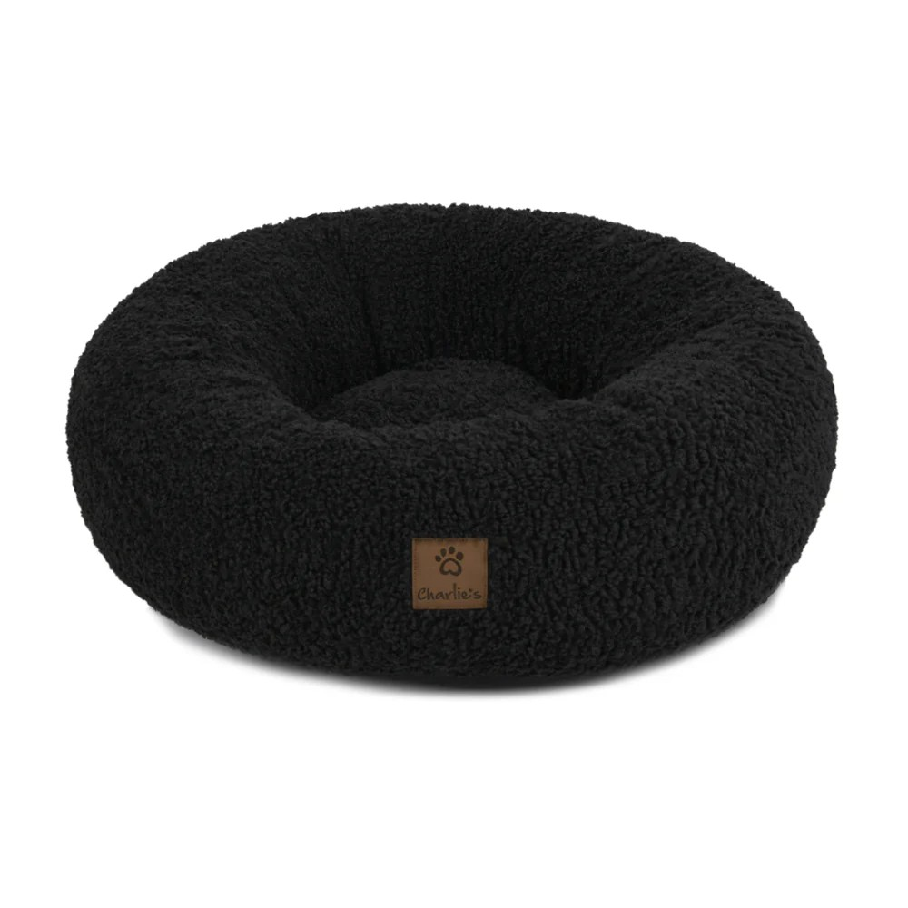 Charlie's Teddy Fleece Bed | Round Calming Dog Bed | Ultra Soft Washable Dog Bed | Anti-slip Base |