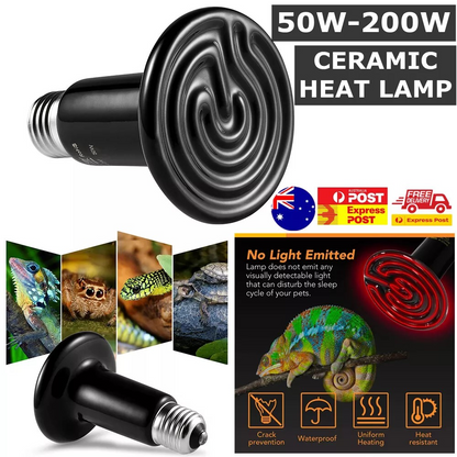 Ceramic Heat Emitter 50W-200W - Infrared Heat Lamp for Reptiles, Chickens & Pets | No Light Heat Bulb for Terrariums & Brooders