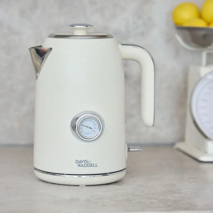 Davis & Waddell Newbury Vintage Electric Kettle | 1.7L Cream | Classic Look Kettle | One touch Switch