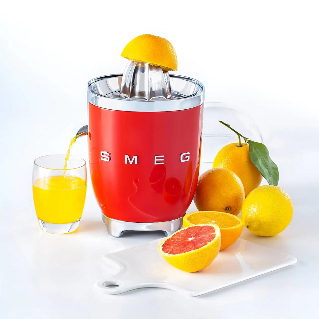 Smeg Vintage Retro Citrus Juicer Red | 70W Motor | Stainless Steel | Non-Drip Spout | BPA Free Kitchen Appliance Juicing Machine
