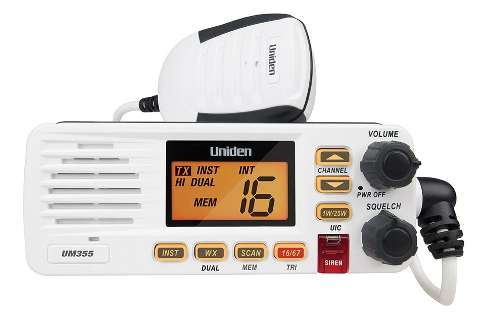 Uniden VHF Marine Radio - UM355VHF | Offshore Radio | Splashproof Housing & Microphone | 25 Watts | Programmable