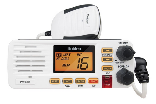 Uniden VHF Marine Radio - UM355VHF | Offshore Radio | Splashproof Housing & Microphone | 25 Watts | Programmable