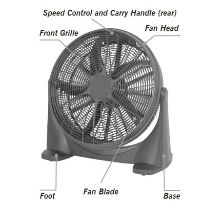 Heller 50cm Floor/Desk Fan | High Velocity Air Cooler Fan | Cooling/Circulator | Black