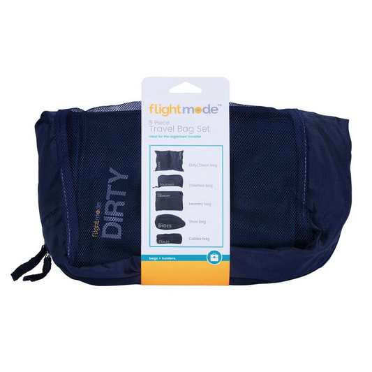 Flightmode Polyester Travel Bag | 5 Pc - 31cm/31cm/32cm/50cm/26cm | Travel Storage Bag Set Black