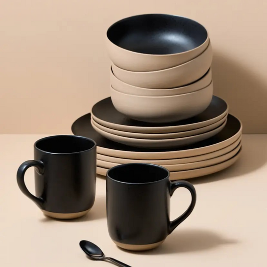 Salisbury & Co Luca Cereal Bowl | 16cm Black Glazed Interior and Natural Exterior | Handcrafted Stoneware (Copy)