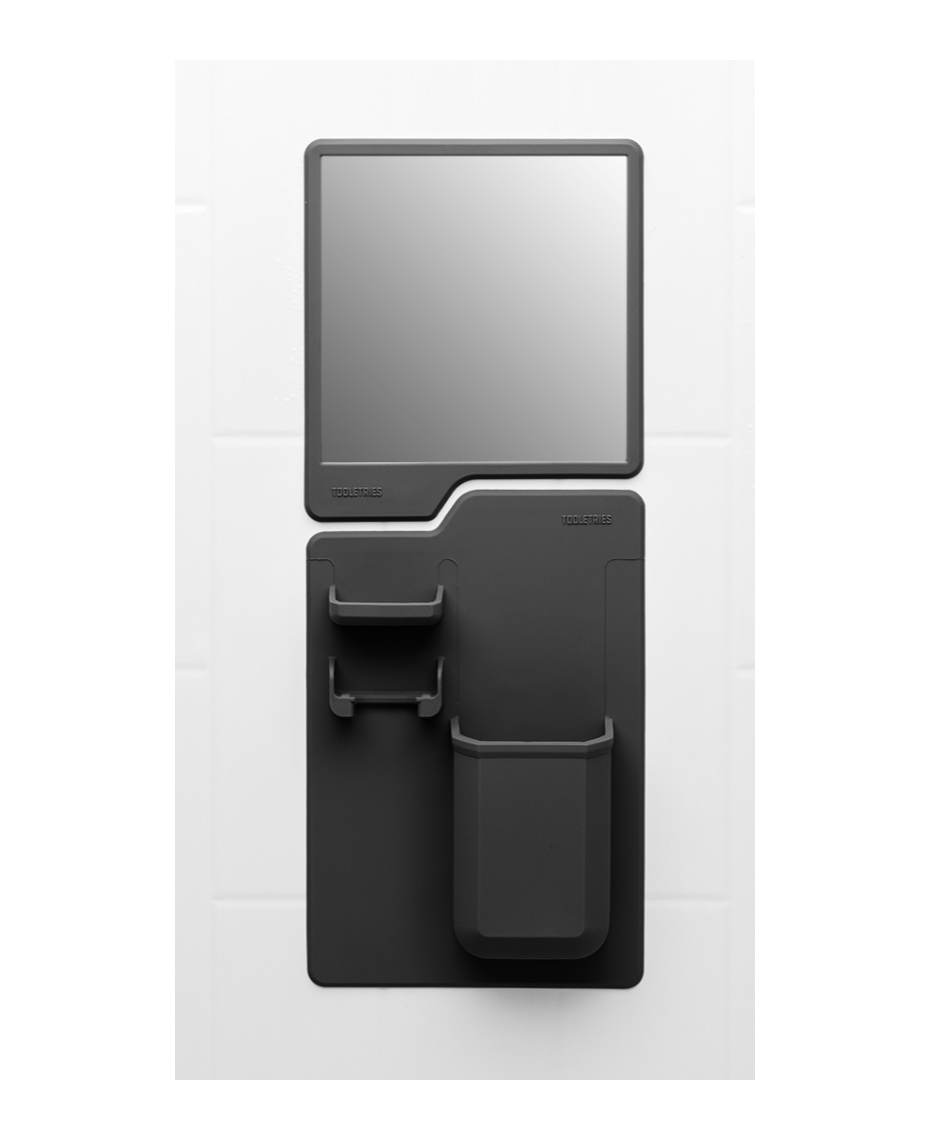 The Harvey & Oliver Set Toiletry Organiser | Fog-resistant and Shatterproof Mirror | Multi- compartment Storage