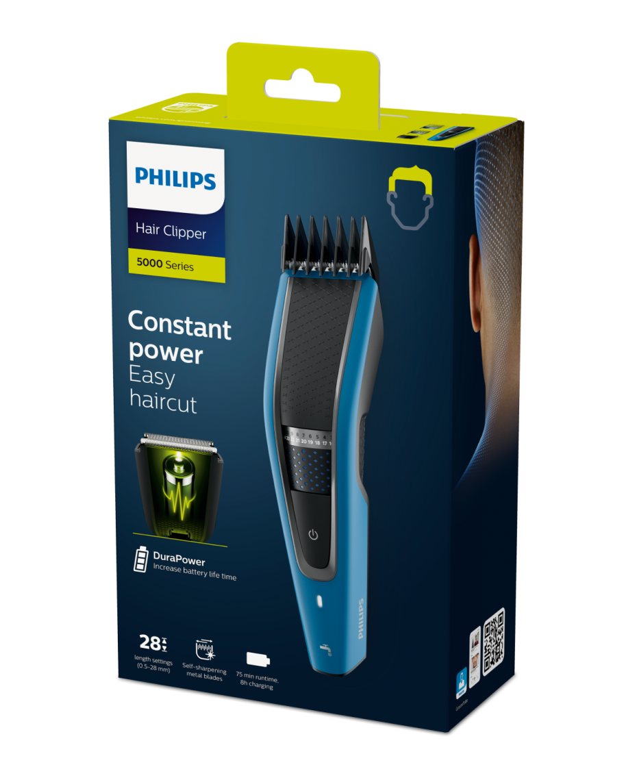 Philips Series 5000 Washable Hair Clipper| Double Blade | 75 Min Run Time | Professional Hair Trimmer