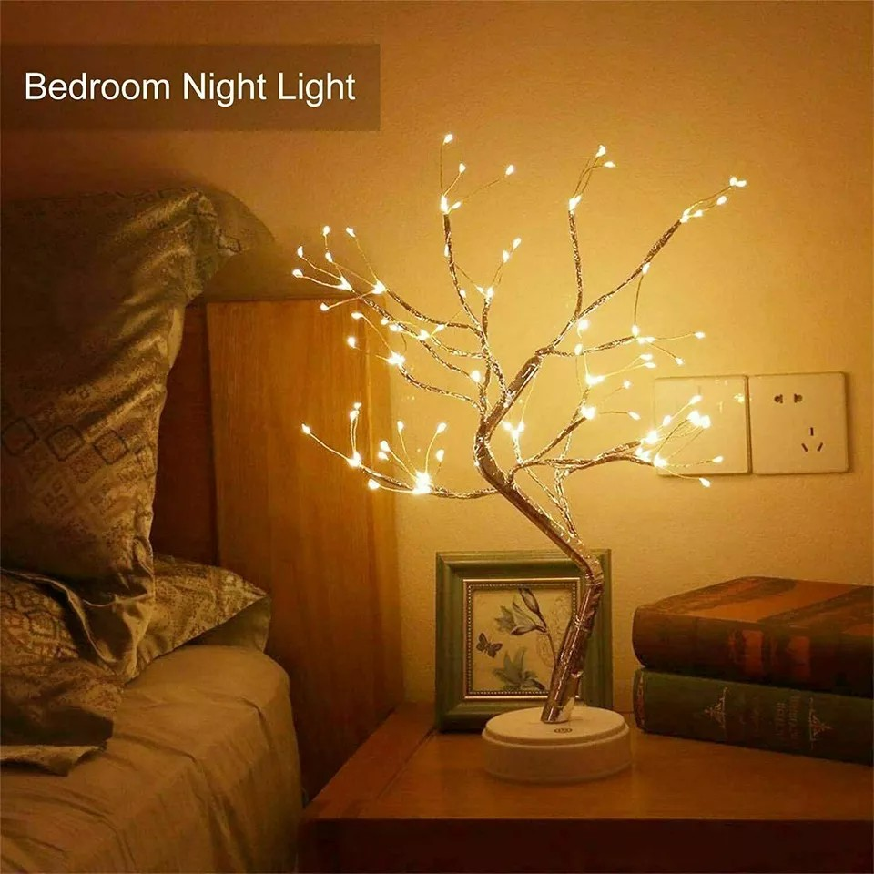 108 LED USB Tree Night Light Fairy Wire Desk Table Room Lamp Party Decor Bedside