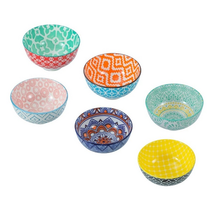 Lemon & Lime Moroccan Deco | 11.5cm Ceramic Rice Soup | Serving Bowl Round Asstd x 8